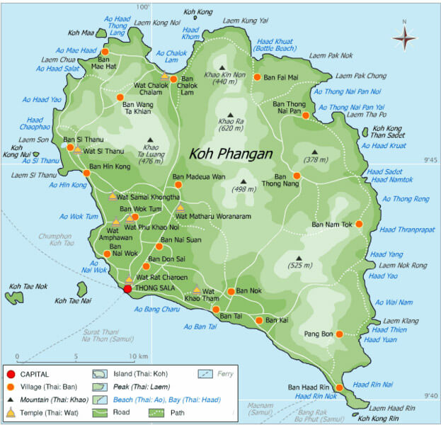 Mapa de Koh Phangan