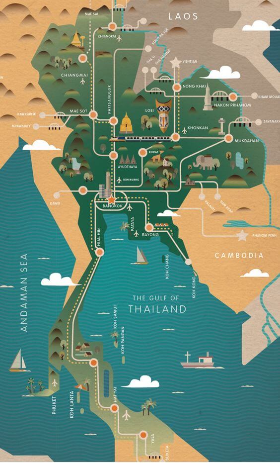 mapa turistsico tailandia